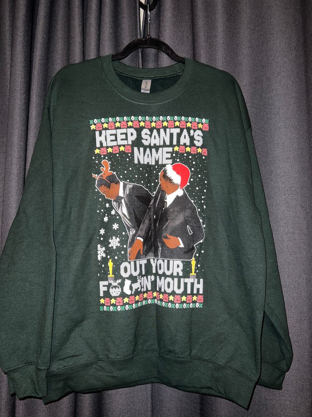 Ugly Christmas Sweater Xmas Sweatshirt Crewneck Size Large Chris Rock Will Smith